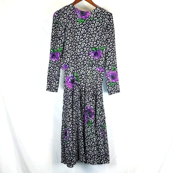 Vintage Dresses & Skirts - Vintage 80s Kono Floral Midi‎ Dress